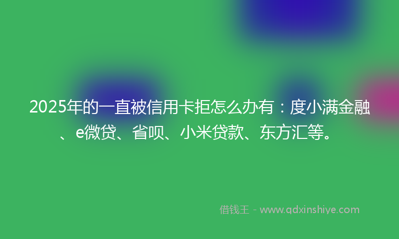 2025年的一直被信用卡拒怎么办有：度小满金融、e微贷、省呗、小米贷款、东方汇等。
