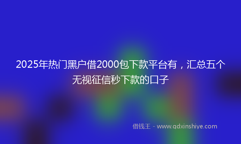 2025年热门黑户借2000包下款平台有，汇总五个无视征信秒下款的口子