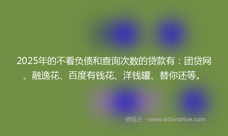 2025年的不看负债和查询次数的贷款有：团贷网、融逸花、百度有钱花、洋钱罐、替你还等。