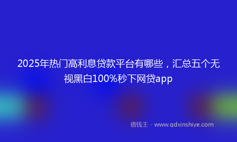 2025年热门高利息贷款平台有哪些，汇总五个无视黑白100%秒下网贷app