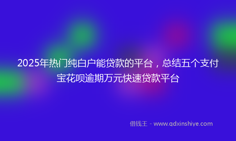 2025年热门纯白户能贷款的平台，总结五个支付宝花呗逾期万元快速贷款平台