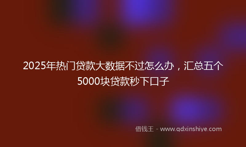 2025年热门贷款大数据不过怎么办，汇总五个5000块贷款秒下口子