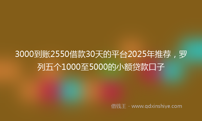 3000到账2550借款30天的平台2025年推荐，罗列五个1000至5000的小额贷款口子