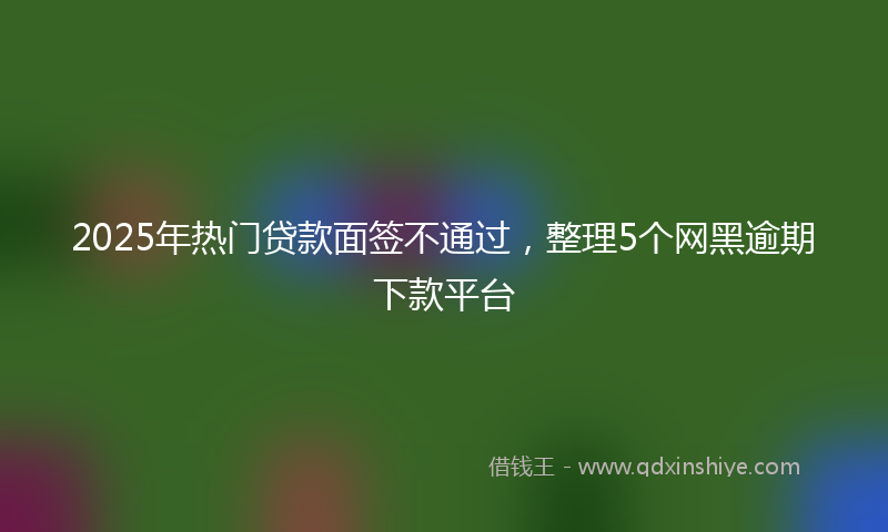 2025年热门贷款面签不通过，整理5个网黑逾期下款平台