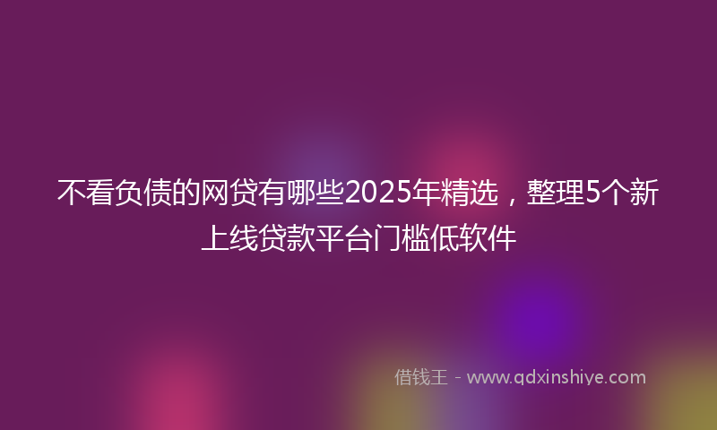 不看负债的网贷有哪些2025年精选,整理5个新上线贷款平台门槛低软件