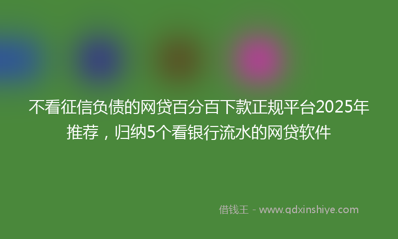 不看征信负债的网贷百分百下款正规平台2025年推荐，归纳5个看银行流水的网贷软件