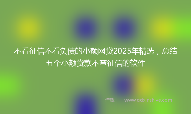 不看征信不看负债的小额网贷2025年精选，总结五个小额贷款不查征信的软件