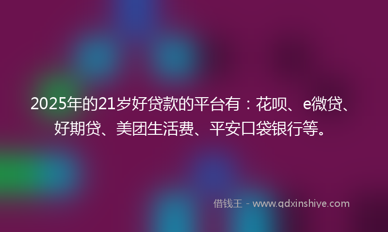 2025年的21岁好贷款的平台有：花呗、e微贷、好期贷、美团生活费、平安口袋银行等。