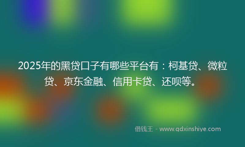 2025年的黑贷口子有哪些平台有:柯基贷、微粒贷、京东金融、信用卡贷、还呗等。