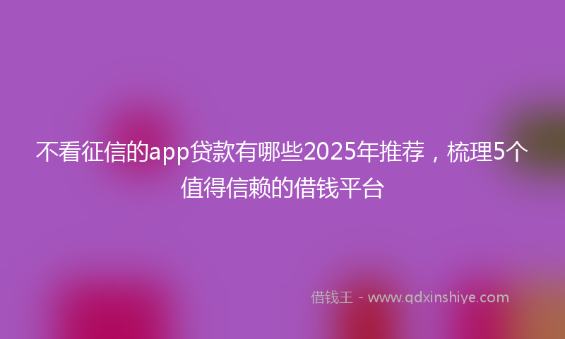 不看征信的app贷款有哪些2025年推荐,梳理5个值得信赖的借钱平台