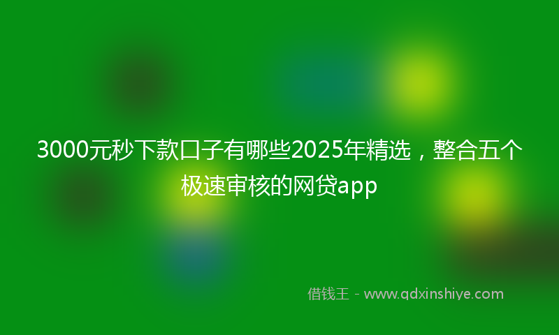 3000元秒下款口子有哪些2025年精选，整合五个极速审核的网贷app