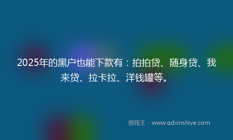 2025年的黑户也能下款有：拍拍贷、随身贷、我来贷、拉卡拉、洋钱罐等。