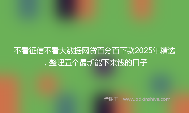不看征信不看大数据网贷百分百下款2025年精选，整理五个最新能下来钱的口子