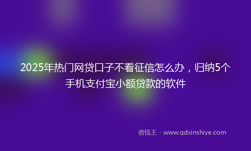 2025年热门网贷口子不看征信怎么办，归纳5个手机支付宝小额贷款的软件