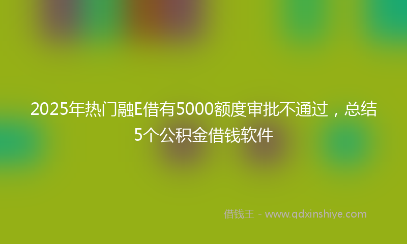 2025年热门融E借有5000额度审批不通过，总结5个公积金借钱软件