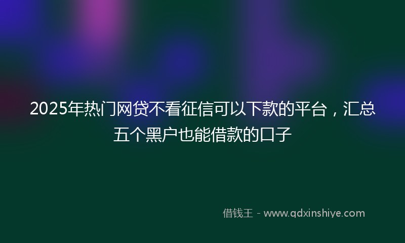 2025年热门网贷不看征信可以下款的平台，汇总五个黑户也能借款的口子