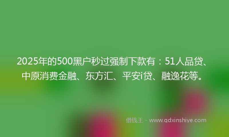 2025年的500黑户秒过强制下款有：51人品贷、中原消费金融、东方汇、平安i贷、融逸花等。