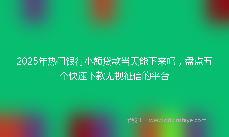 2025年热门银行小额贷款当天能下来吗，盘点五个快速下款无视征信的平台