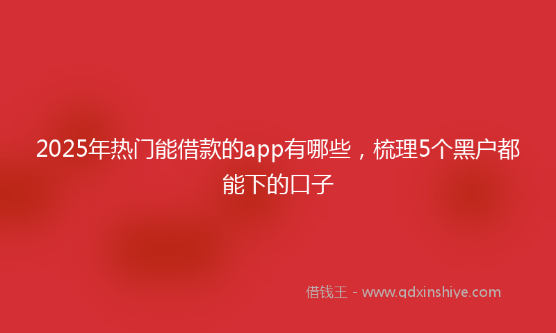 2025年热门能借款的app有哪些，梳理5个黑户都能下的口子