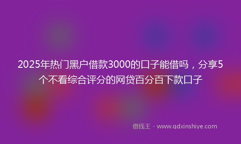 2025年热门黑户借款3000的口子能借吗，分享5个不看综合评分的网贷百分百下款口子