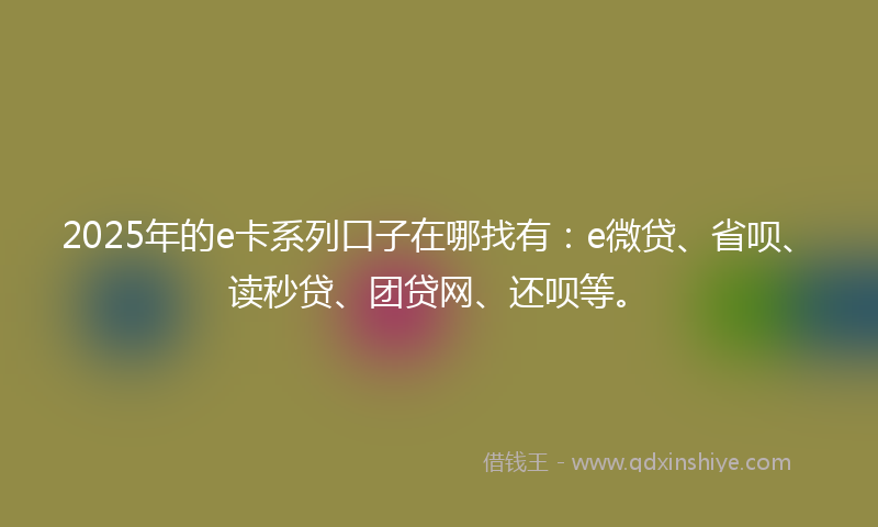 2025年的e卡系列口子在哪找有：e微贷、省呗、读秒贷、团贷网、还呗等。