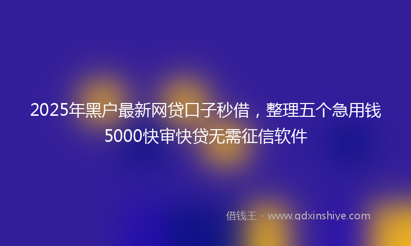 2025年黑户最新网贷口子秒借，整理五个急用钱5000快审快贷无需征信软件