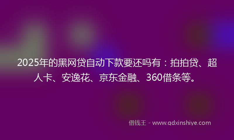 2025年的黑网贷自动下款要还吗有：拍拍贷、超人卡、安逸花、京东金融、360借条等。