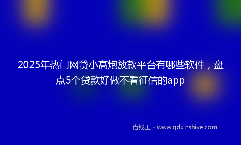 2025年热门网贷小高炮放款平台有哪些软件，盘点5个贷款好做不看征信的app