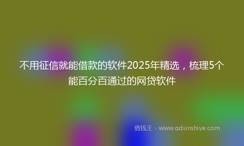 不用征信就能借款的软件2025年精选，梳理5个能百分百通过的网贷软件