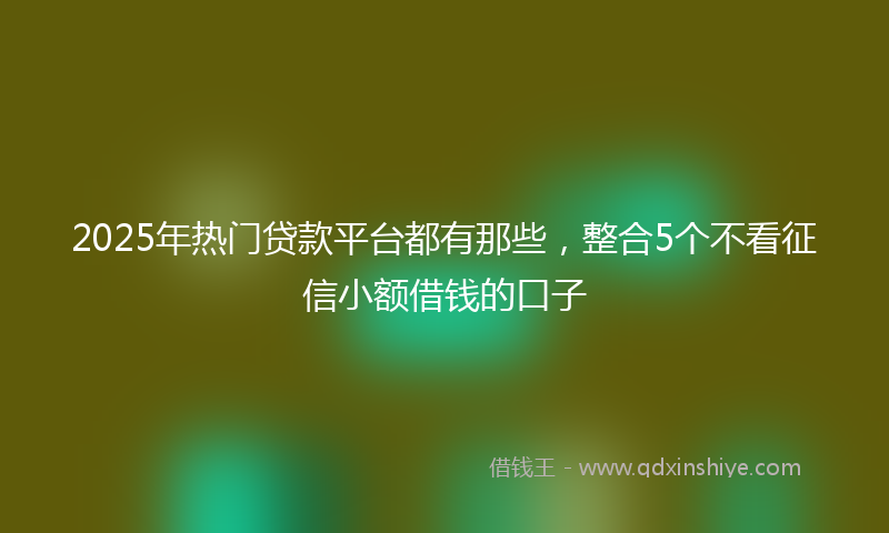 2025年热门贷款平台都有那些，整合5个不看征信小额借钱的口子