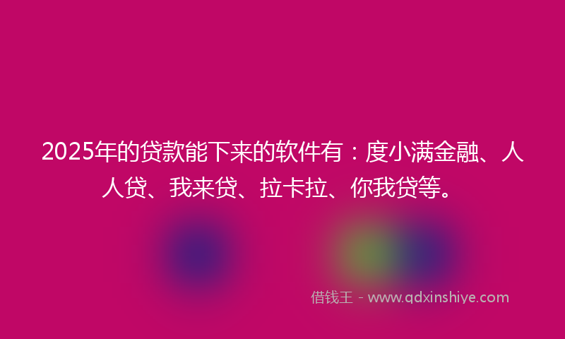 2025年的贷款能下来的软件有：度小满金融、人人贷、我来贷、拉卡拉、你我贷等。