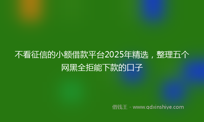 不看征信的小额借款平台2025年精选，整理五个网黑全拒能下款的口子
