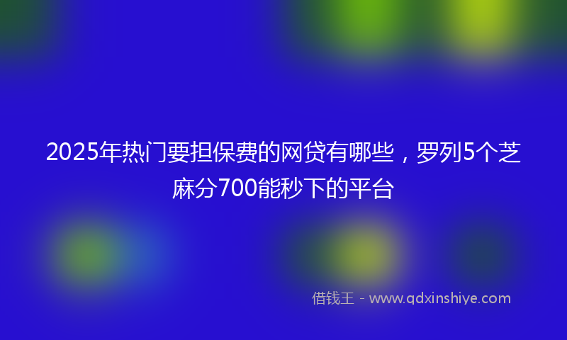 2025年热门要担保费的网贷有哪些，罗列5个芝麻分700能秒下的平台