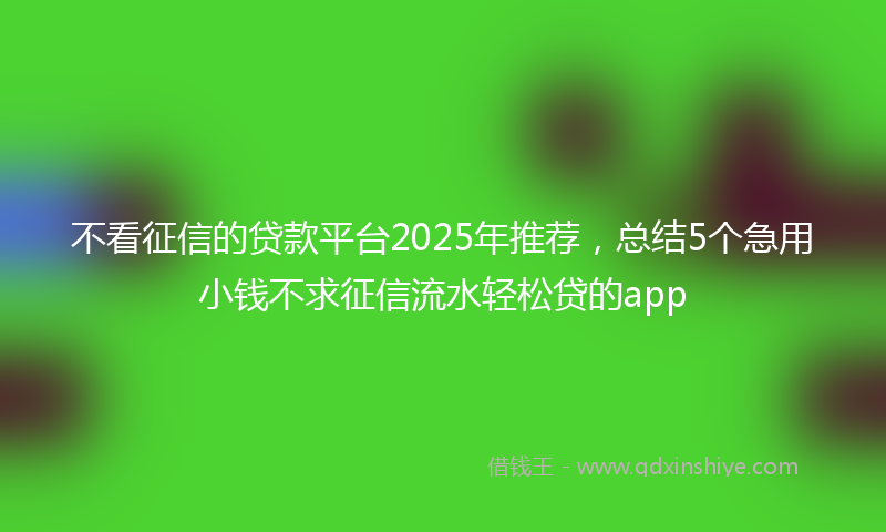 不看征信的贷款平台2025年推荐，总结5个急用小钱不求征信流水轻松贷的app
