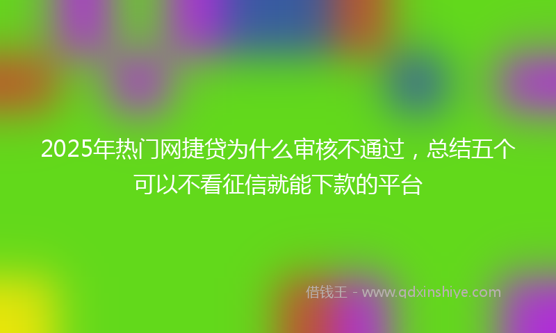 2025年热门网捷贷为什么审核不通过，总结五个可以不看征信就能下款的平台