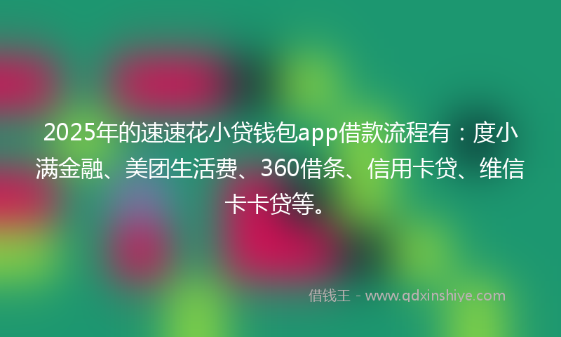 2025年的速速花小贷钱包app借款流程有：度小满金融、美团生活费、360借条、信用卡贷、维信卡卡贷等。
