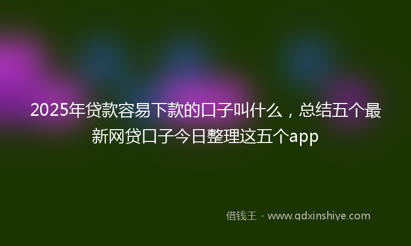 2025年贷款容易下款的口子叫什么,总结五个最新网贷口子今日整理这五个app