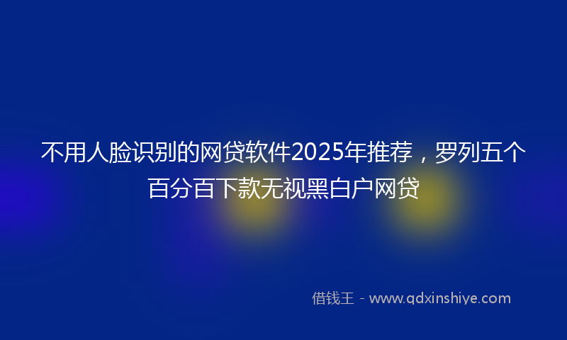 不用人脸识别的网贷软件2025年推荐，罗列五个百分百下款无视黑白户网贷