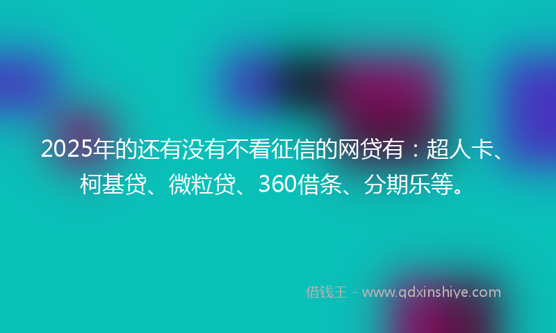 2025年的还有没有不看征信的网贷有：超人卡、柯基贷、微粒贷、360借条、分期乐等。