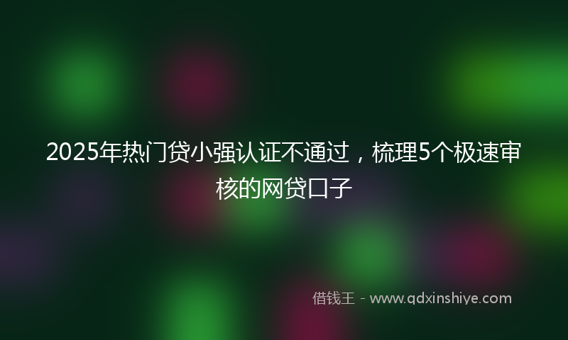 2025年热门贷小强认证不通过，梳理5个极速审核的网贷口子