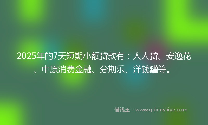 2025年的7天短期小额贷款有：人人贷、安逸花、中原消费金融、分期乐、洋钱罐等。