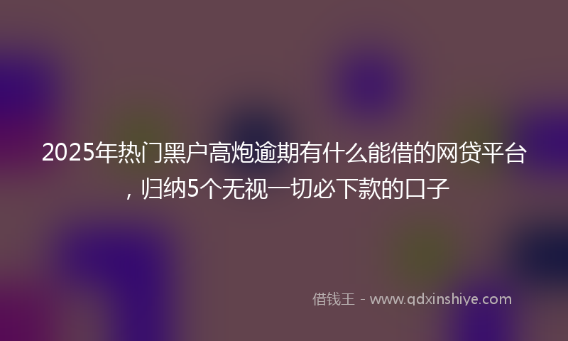 2025年热门黑户高炮逾期有什么能借的网贷平台，归纳5个无视一切必下款的口子