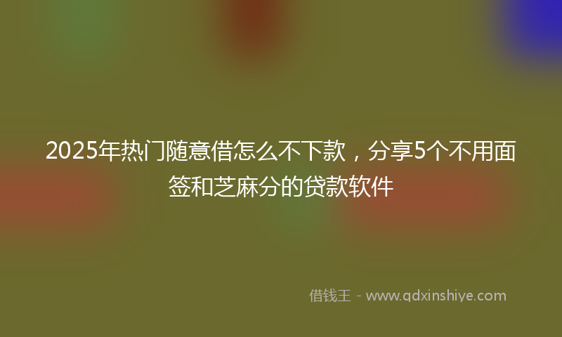 2025年热门随意借怎么不下款,分享5个不用面签和芝麻分的贷款软件