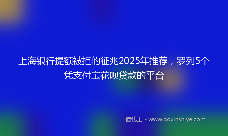 上海银行提额被拒的征兆2025年推荐，罗列5个凭支付宝花呗贷款的平台