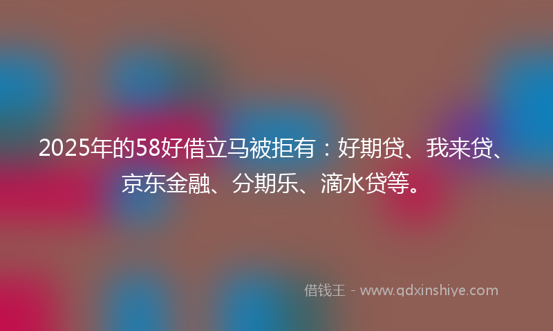 2025年的58好借立马被拒有：好期贷、我来贷、京东金融、分期乐、滴水贷等。