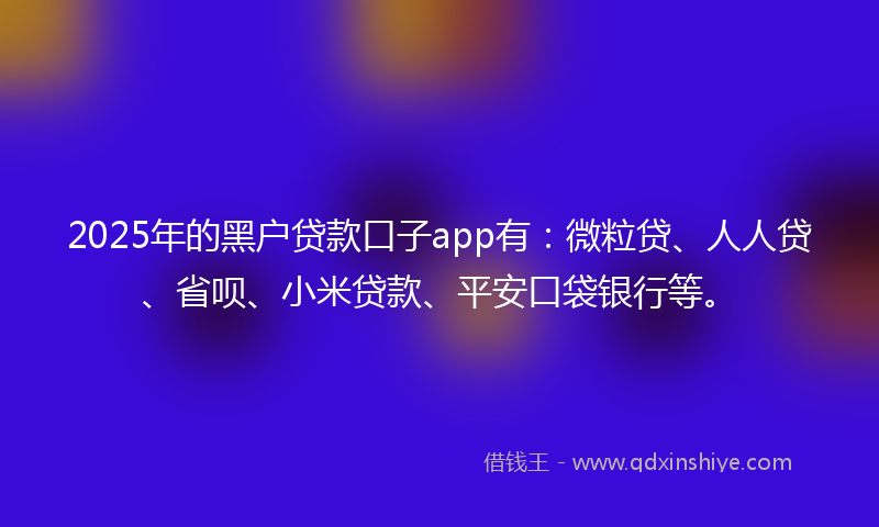 2025年的黑户贷款口子app有:微粒贷、人人贷、省呗、小米贷款、平安口袋银行等。