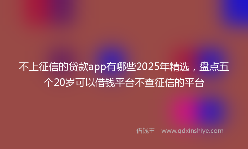 不上征信的贷款app有哪些2025年精选，盘点五个20岁可以借钱平台不查征信的平台
