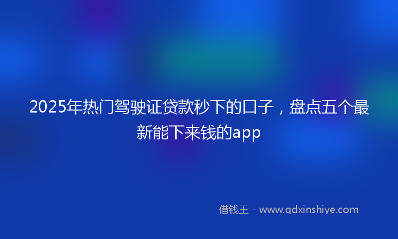 2025年热门驾驶证贷款秒下的口子，盘点五个最新能下来钱的app