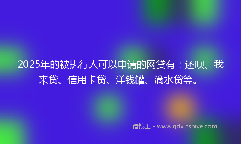 2025年的被执行人可以申请的网贷有：还呗、我来贷、信用卡贷、洋钱罐、滴水贷等。