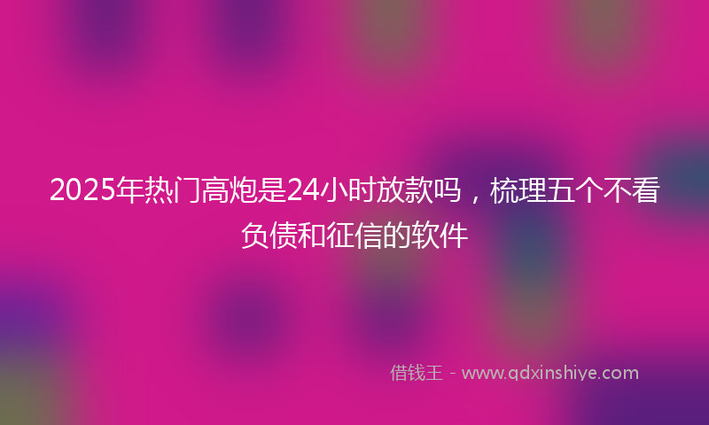 2025年热门高炮是24小时放款吗,梳理五个不看负债和征信的软件
